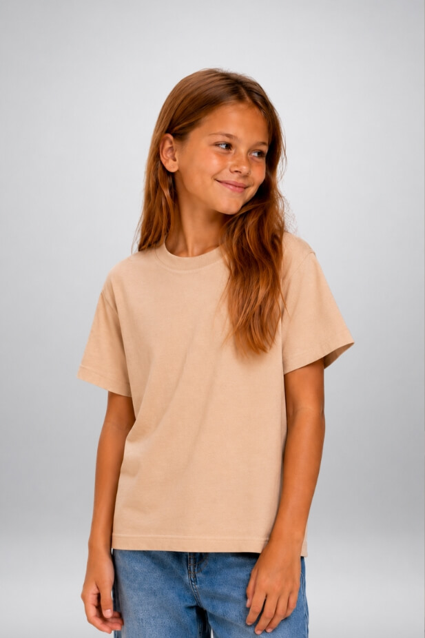 Basic beige T-shirt for girls